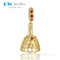 High Quality Gold Plated Pendant Charm With Ruby Studded For Jewelry Making 925 Silver